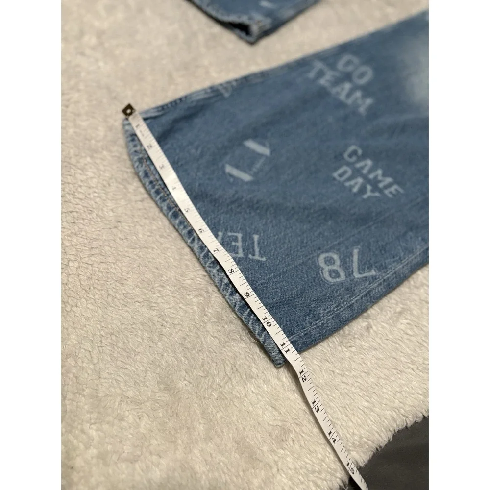 Arizona Jean Co Low Rise Baggy Game Day Ripped Denim Jeans Size 4‎ Wide Leg